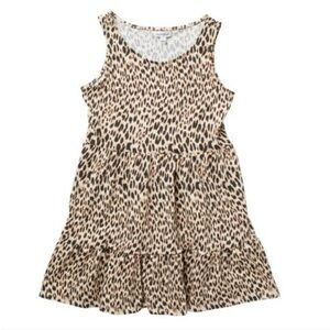 Girls tiered cheetah dress sleeveless mini brown black tan